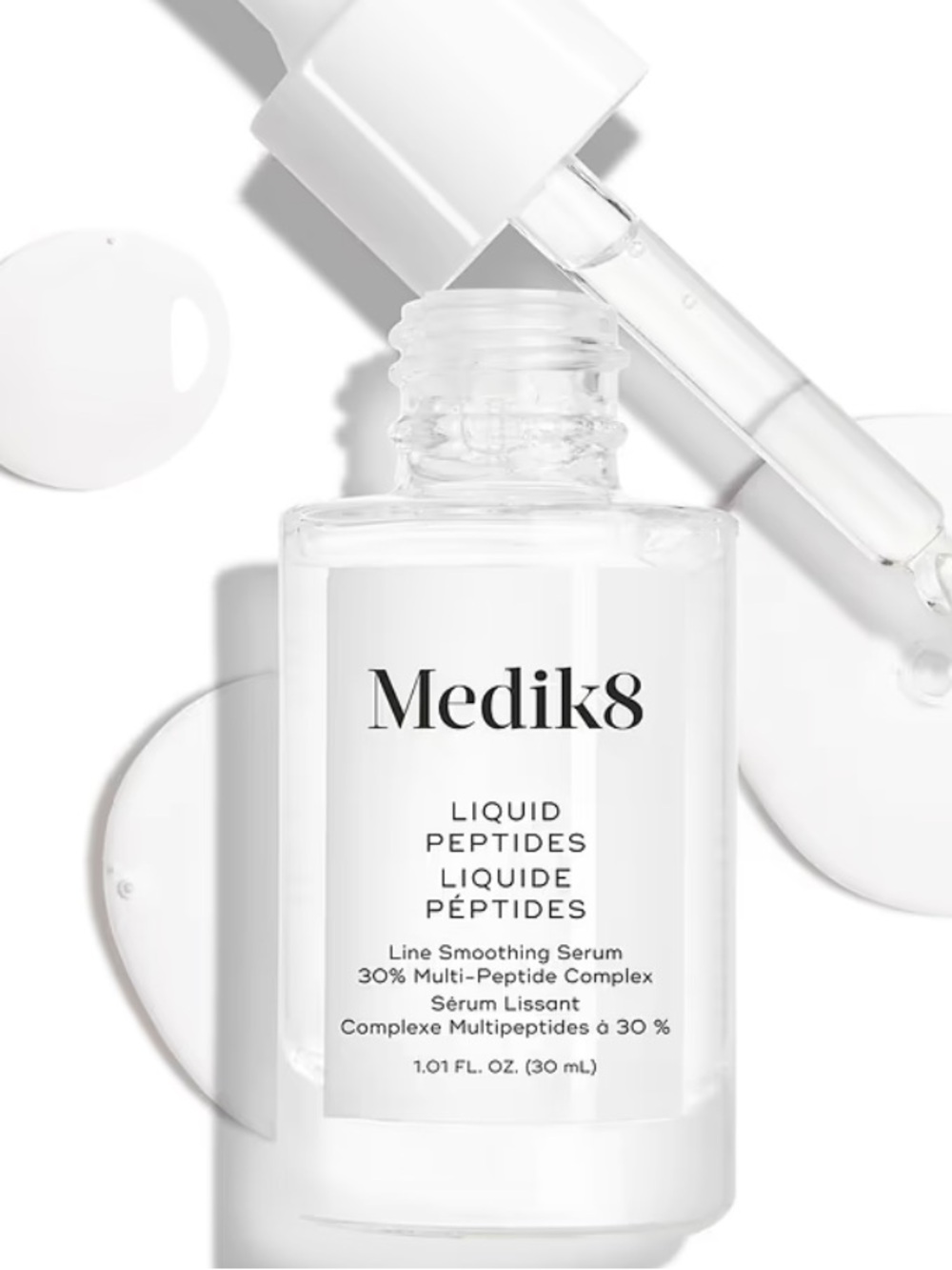 Medik8 Liquid Peptides smooth fine lines, plumps skin, visible results 7 days